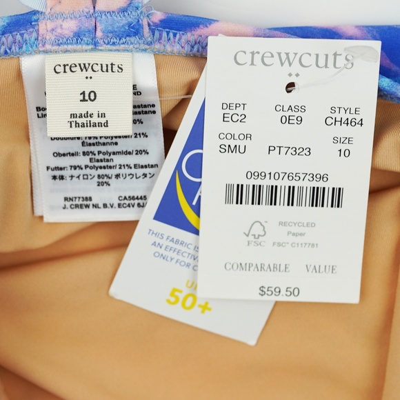 New CREWCUTS Girls Size 10 Tie-dye Ruffle-Strap One Piece Swimsuit $59 CH464 - Picture 4 of 4